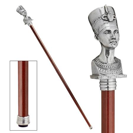 DESIGN TOSCANO The Padrone Collection: Bust of Egyptian Queen Nefertiti Pewter Walking Stick PA289